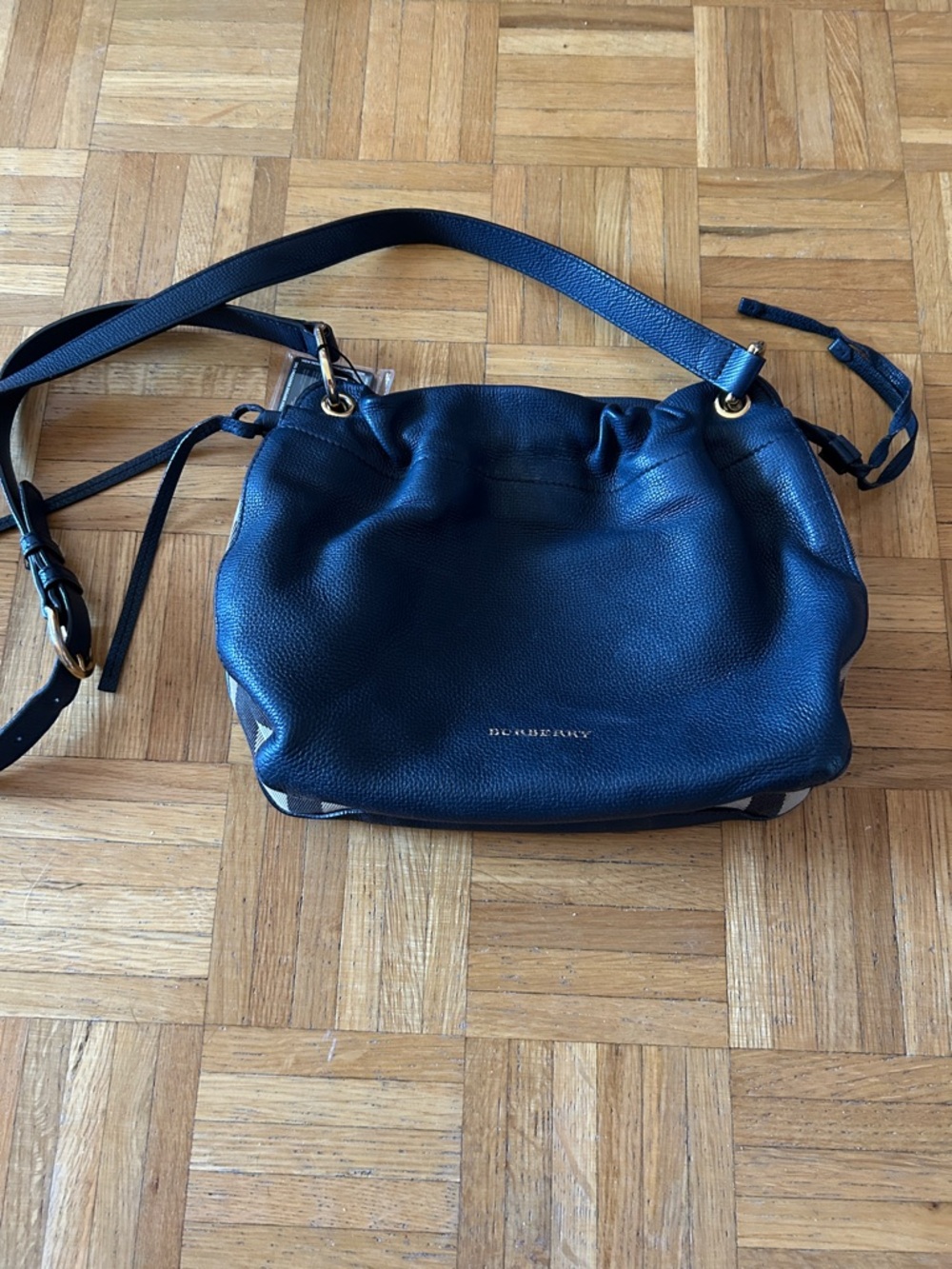 Burberry Navy Blue Leather Crossbody Bag